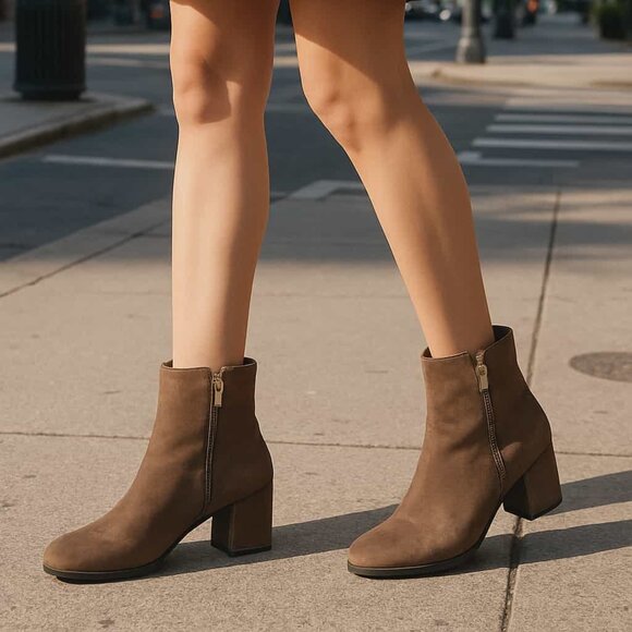 New! LA CANADIENNE James Waterproof Suede Booties Brown Size 5.5 Boots $550 - Picture 1 of 4